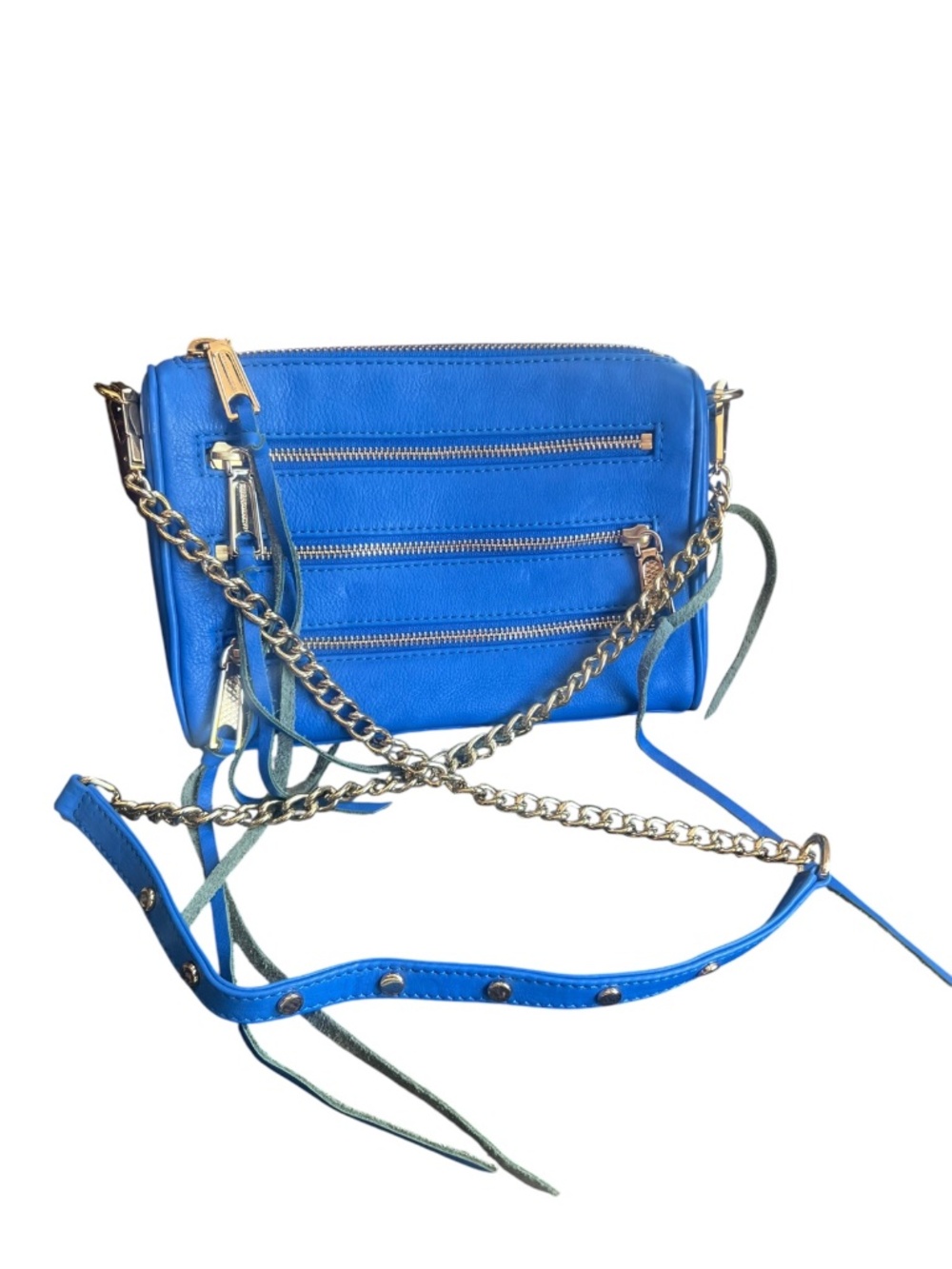 Rebecca Minkoff Mini 5-Zip Rocker Leather Crossbody Bag Electric Blue